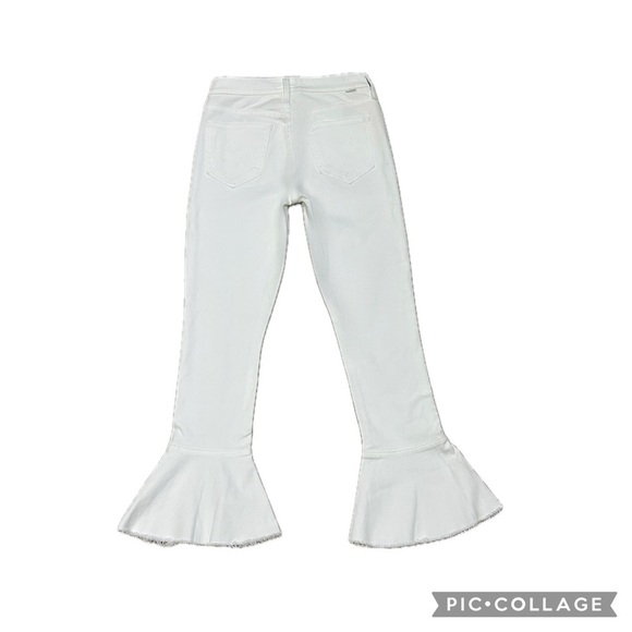 👖🤍 MOTHER Cha Cha Fray Jeans White High-Rise Flare Fray Hem | Sz 24 #preppyvibes - Picture 3 of 6